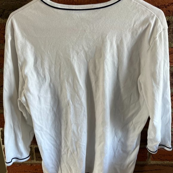 BASIC ELEMENTS, WHITE TEE WITH NAVY TRIM, LARGE - Picture 2 of 2